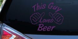 This Guy Loves Beer Car or Truck Window Decal Sticker (Violet)