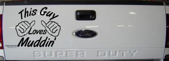 This Guy Loves Mudding Off Road Car or Truck Window Decal Sticker (Black)