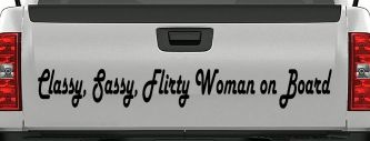 Classy Sassy Flirty Woman on Board Car or Truck Window Decal Sticker (Black)