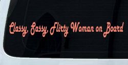 Classy Sassy Flirty Woman on Board Car or Truck Window Vinyl Decal Sticker (Coral)