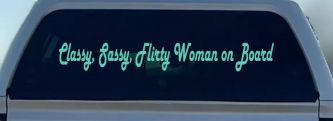 Classy Sassy Flirty Woman on Board Car or Truck Window Decal Sticker (Mint)