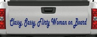 Classy Sassy Flirty Woman on Board Car or Truck Window Decal Sticker (Navy)