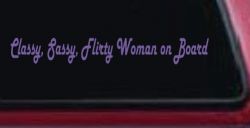 Classy Sassy Flirty Woman on Board Car or Truck Window Vinyl Decal Sticker (Purple)