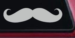 Handlebar Mustache Funny Car or Truck Window Decal Sticker (Light Gray)