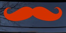 Handlebar Mustache Funny Car or Truck Window Decal Sticker (Orange Red)