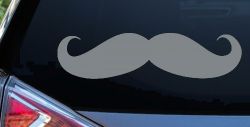 Handlebar Mustache Funny Car or Truck Window Vinyl Decal Sticker (Telegrey)