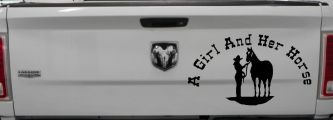 A Girl and Her Horse Cowgirl Country Farm Ranch Rodeo Car or Truck Window Decal Sticker (Black)