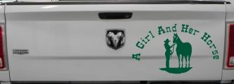 A Girl and Her Horse Cowgirl Country Farm Ranch Rodeo Car or Truck Window Decal Sticker (Dark Green)
