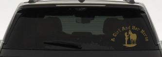 A Girl and Her Horse Cowgirl Country Farm Ranch Rodeo Car or Truck Window Decal Sticker (Gold)