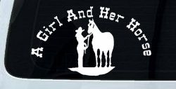 A Girl and Her Horse Cowgirl Country Farm Ranch Rodeo Car or Truck Window Decal Sticker