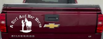 A Girl and Her Horse Cowgirl Country Farm Ranch Rodeo Car or Truck Window Decal Sticker (White)