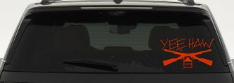 Yee Haw Guns Moonshine Car or Truck Window Decal Sticker (Orange Red)