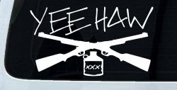 Yee Haw Guns Moonshine Car or Truck Window Decal Sticker