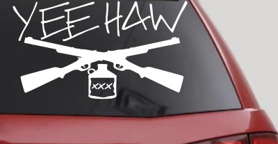 Yee Haw Guns Moonshine Car or Truck Window Vinyl Decal Sticker