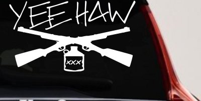 Yee Haw Guns Moonshine Car or Truck Window Vinyl Decal Sticker
