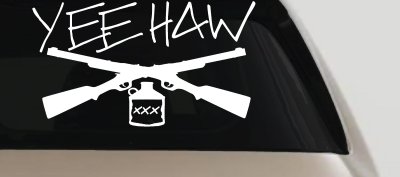 Yee Haw Guns Moonshine Car or Truck Window Vinyl Decal Sticker