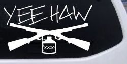 Yee Haw Guns Moonshine Car or Truck Window Decal Sticker