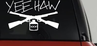 Yee Haw Guns Moonshine Car or Truck Window Vinyl Decal Sticker