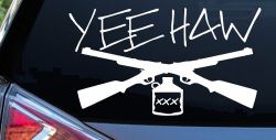 Yee Haw Guns Moonshine Car or Truck Window Decal Sticker