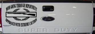Mom Going Through Deployment Crest Military Car or Truck Window Decal Sticker (Black)