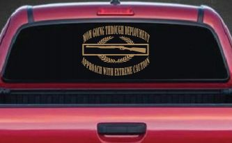 Mom Going Through Deployment Crest Military Car or Truck Window Vinyl Decal Sticker (Light Brown)