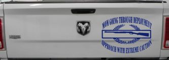 Mom Going Through Deployment Crest Military Car or Truck Window Vinyl Decal Sticker (Navy)