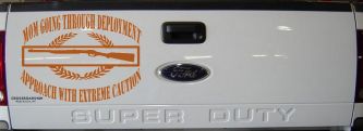 Mom Going Through Deployment Crest Military Car or Truck Window Decal Sticker (Nut Brown)