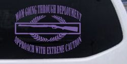 Mom Going Through Deployment Crest Military Car or Truck Window Decal Sticker (Purple)
