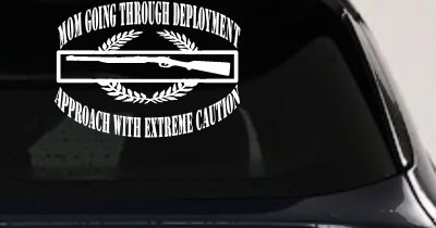 Mom Going Through Deployment Crest Military Car or Truck Window Vinyl Decal Sticker (White)