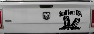 Small Town USA Boots Country Car or Truck Window Decal Sticker (Black)