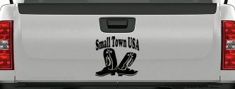 Small Town USA Boots Country Car or Truck Window Vinyl Decal Sticker (Black)