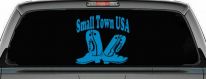 Small Town USA Boots Country Car or Truck Window Vinyl Decal Sticker (Blue)