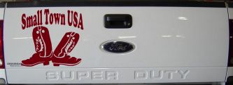 Small Town USA Boots Country Car or Truck Window Vinyl Decal Sticker (Burgundy)