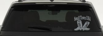 Small Town USA Boots Country Car or Truck Window Decal Sticker (Telegrey)