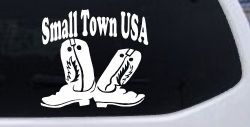 Small Town USA Boots Country Car or Truck Window Decal Sticker