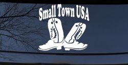 Small Town USA Boots Country Car or Truck Window Decal Sticker