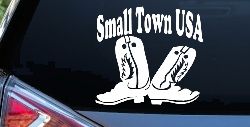 Small Town USA Boots Country Car or Truck Window Decal Sticker
