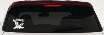 Small Town USA Boots Country Car or Truck Window Vinyl Decal Sticker (White)