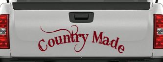 Country Made Car or Truck Window Vinyl Decal Sticker (Burgundy)