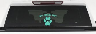 Who Rescue Who Dog or Cat Adoption Car or Truck Window Vinyl Decal Sticker (Mint)
