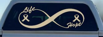 Infinity Life and Hope Breast Cancer Awareness Car or Truck Window Decal Sticker (Desert Sand)