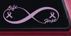 Infinity Life and Hope Breast Cancer Awareness Car or Truck Window Decal Sticker (Lilac)