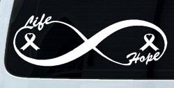 Infinity Life and Hope Breast Cancer Awareness Car or Truck Window Decal Sticker