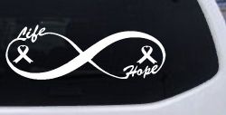 Infinity Life and Hope Breast Cancer Awareness Car or Truck Window Decal Sticker