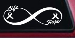 Infinity Life and Hope Breast Cancer Awareness Car or Truck Window Decal Sticker
