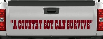 A Country Boy Can Survive Car or Truck Window Vinyl Decal Sticker (Burgundy)