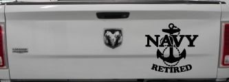 Navy Retired With Anchor Military Car or Truck Window Vinyl Decal Sticker (Black)