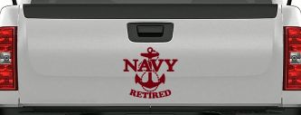 Navy Retired With Anchor Military Car or Truck Window Vinyl Decal Sticker (Burgundy)