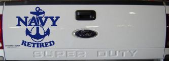 Navy Retired With Anchor Military Car or Truck Window Decal Sticker (Navy)