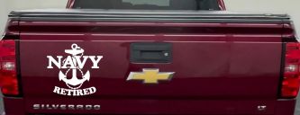 Navy Retired With Anchor Military Car or Truck Window Vinyl Decal Sticker